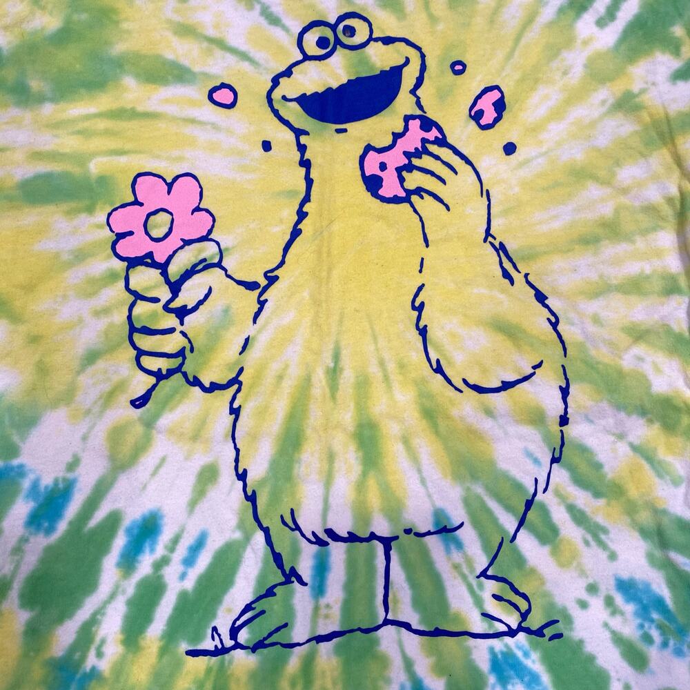 Sesame Street Cookie Monster Tee Size Large Tie-Dye Hippie Style T-Shirt - Picture 3 of 6